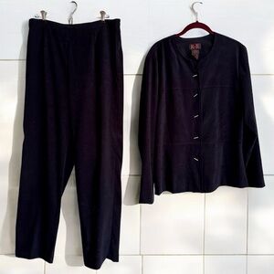 Vintage Navy Ultrasuede Pantsuit Size 14 by R&K
